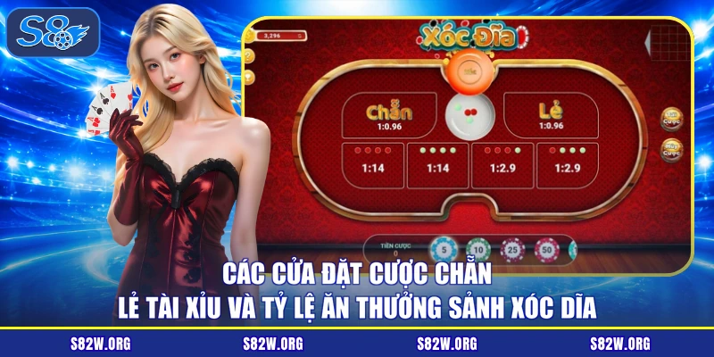 Các cửa đặt cược chẵn lẻ tài xỉu và tỷ lệ ăn thưởng sảnh xóc dĩa