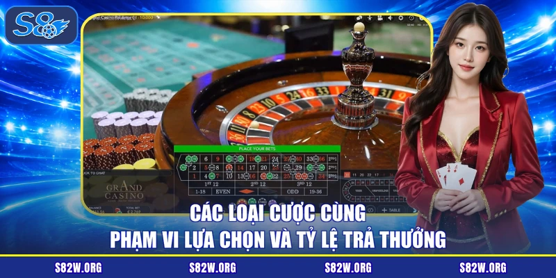Các loại cược cùng phạm vi lựa chọn và tỷ lệ trả thưởng